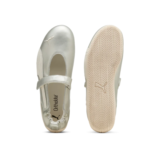 Bailarinas Puma Speedcat Ballet Fleur Metallic Gold Warm White – vista superior y suela