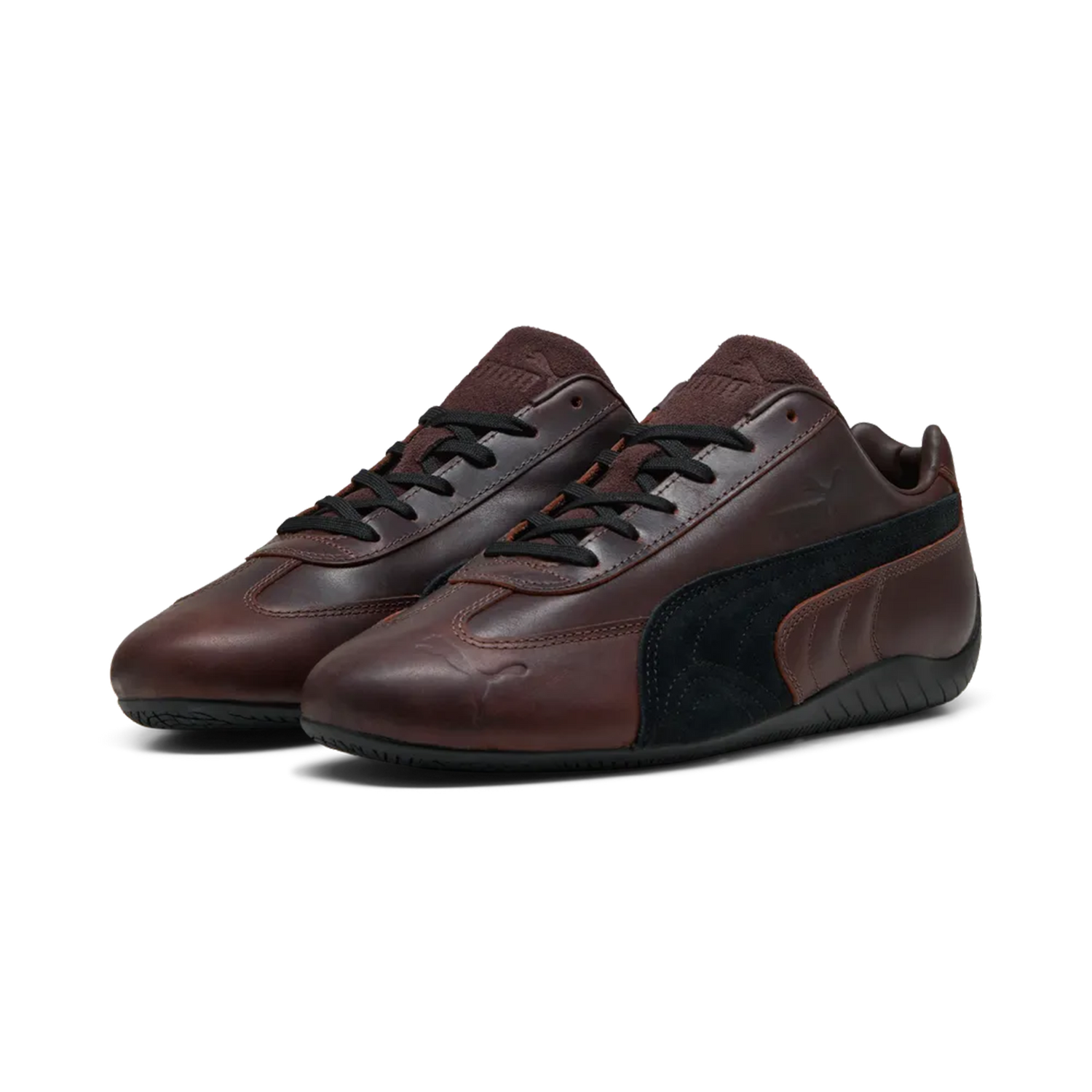 Zapatillas Puma Speedcat Dressed Leather Brown Black – vista frontal del par