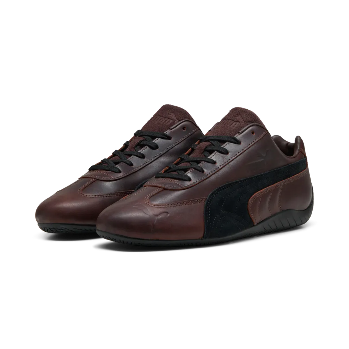Zapatillas Puma Speedcat Dressed Leather Brown Black – vista frontal del par