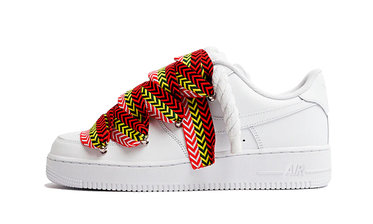 Nike Air Force 1 Low Triple White Lanvin Laces Red