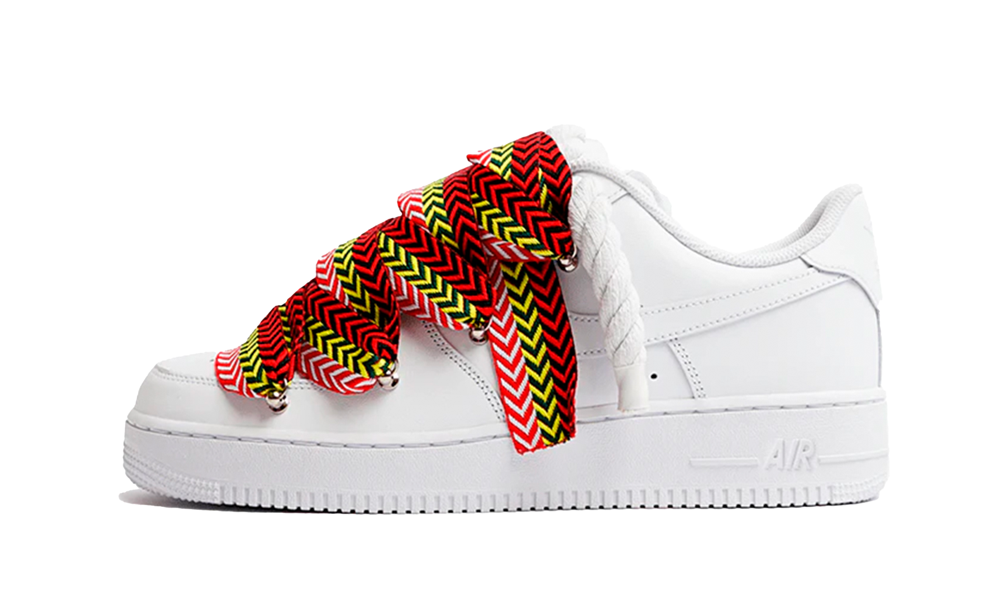 Nike Air Force 1 Low Triple White Lanvin Laces Red