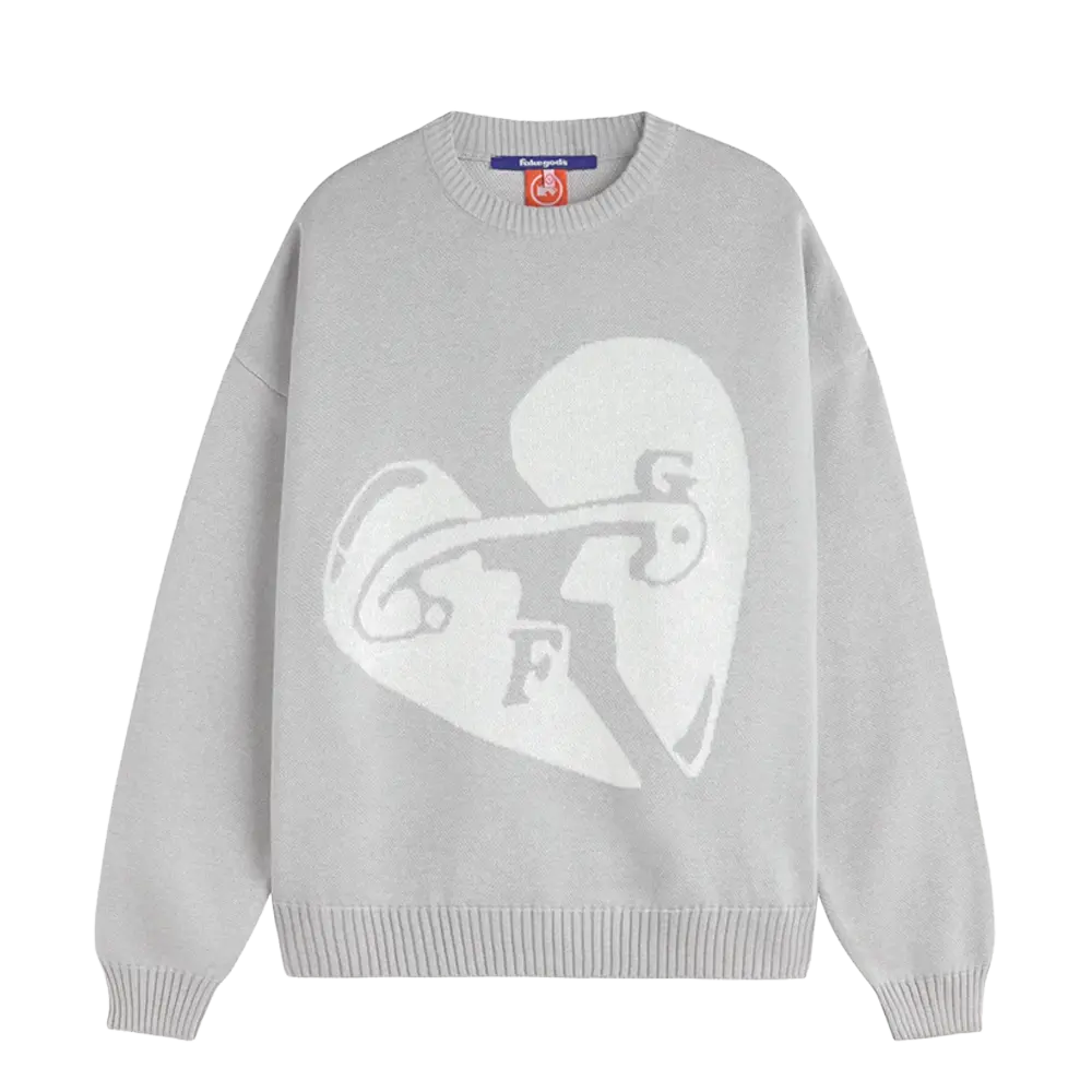Fakegods Valentines Knitted Sweater Light Grey