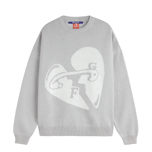 Fakegods Valentines Knitted Sweater Light Grey