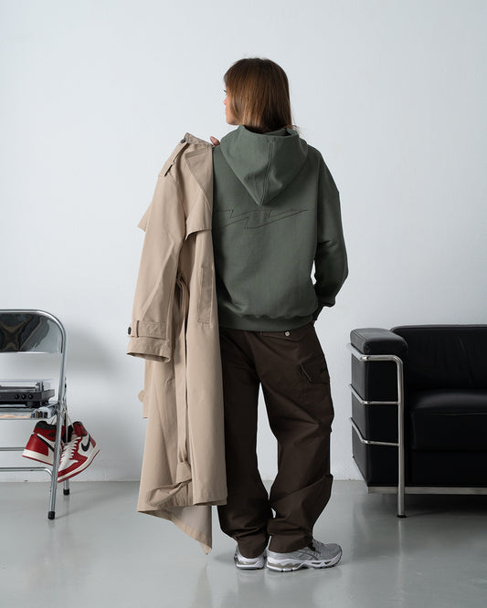 W Patch Hoodie Olive Green